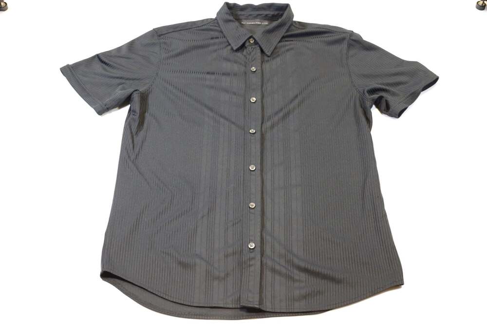 Metropolitan View Short Sleeve Textured Pinstripe Button Down Shirt